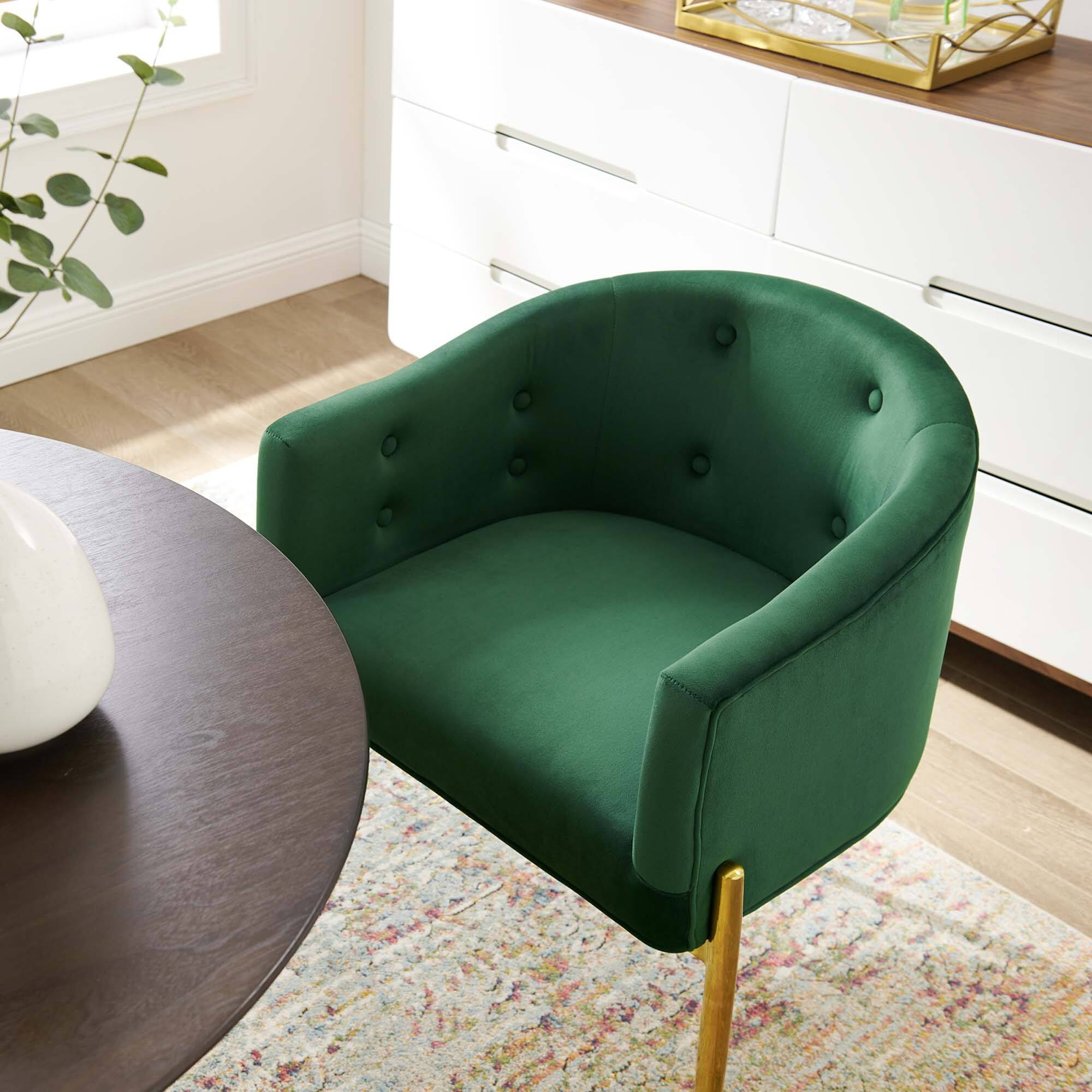 Back. Modway - Savour Tufted Performance Velvet Accent Chair by Modway - Emerald.