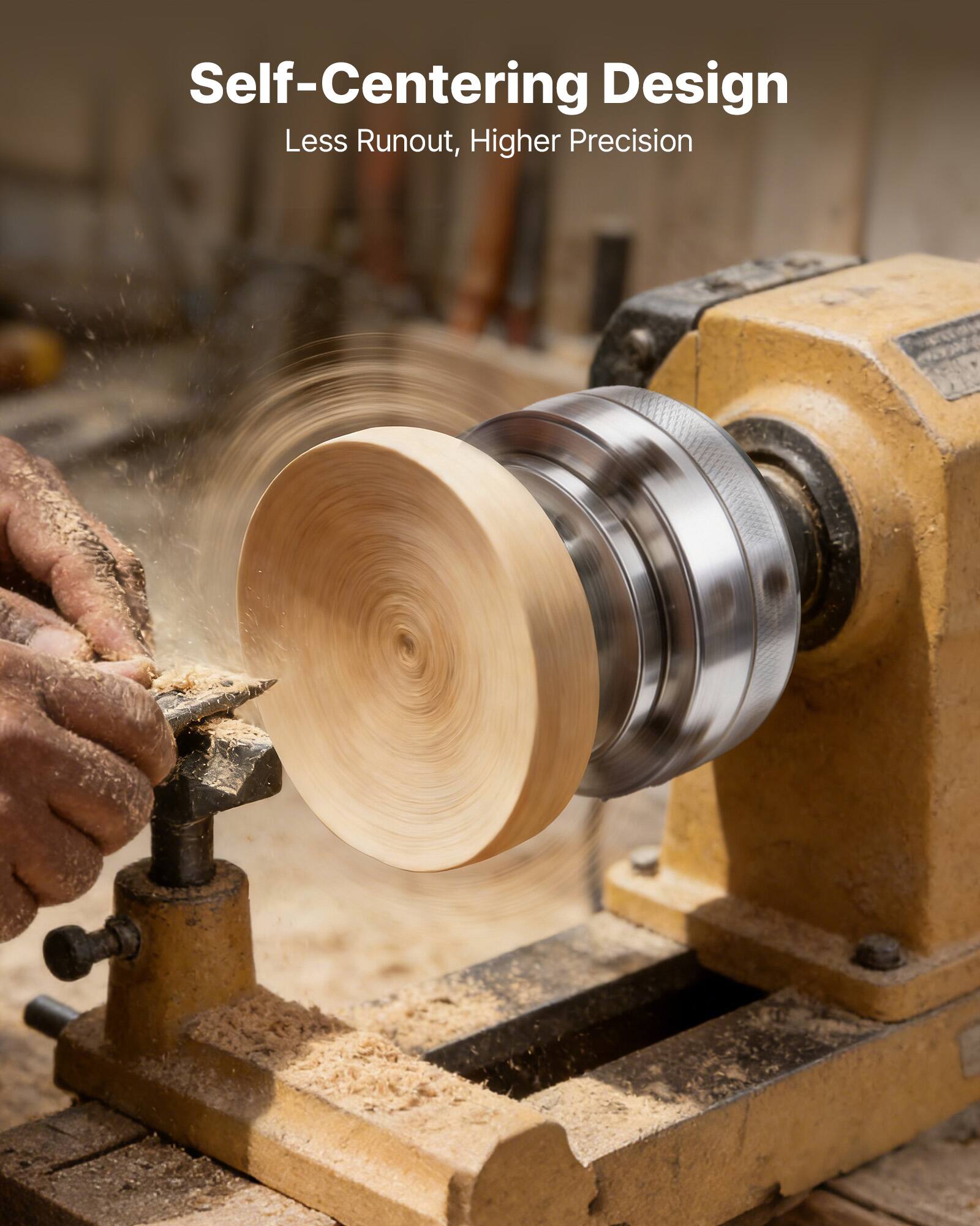 Self-Centering Design  
Less Runout, Higher Precision