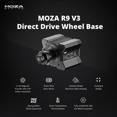 Moza Racing R9 V3 Direct Drive Sim Racing Wheelbase for Windows Moza Racing R9 V3 Direct Drive Sim Racing Wheelbase for Windows