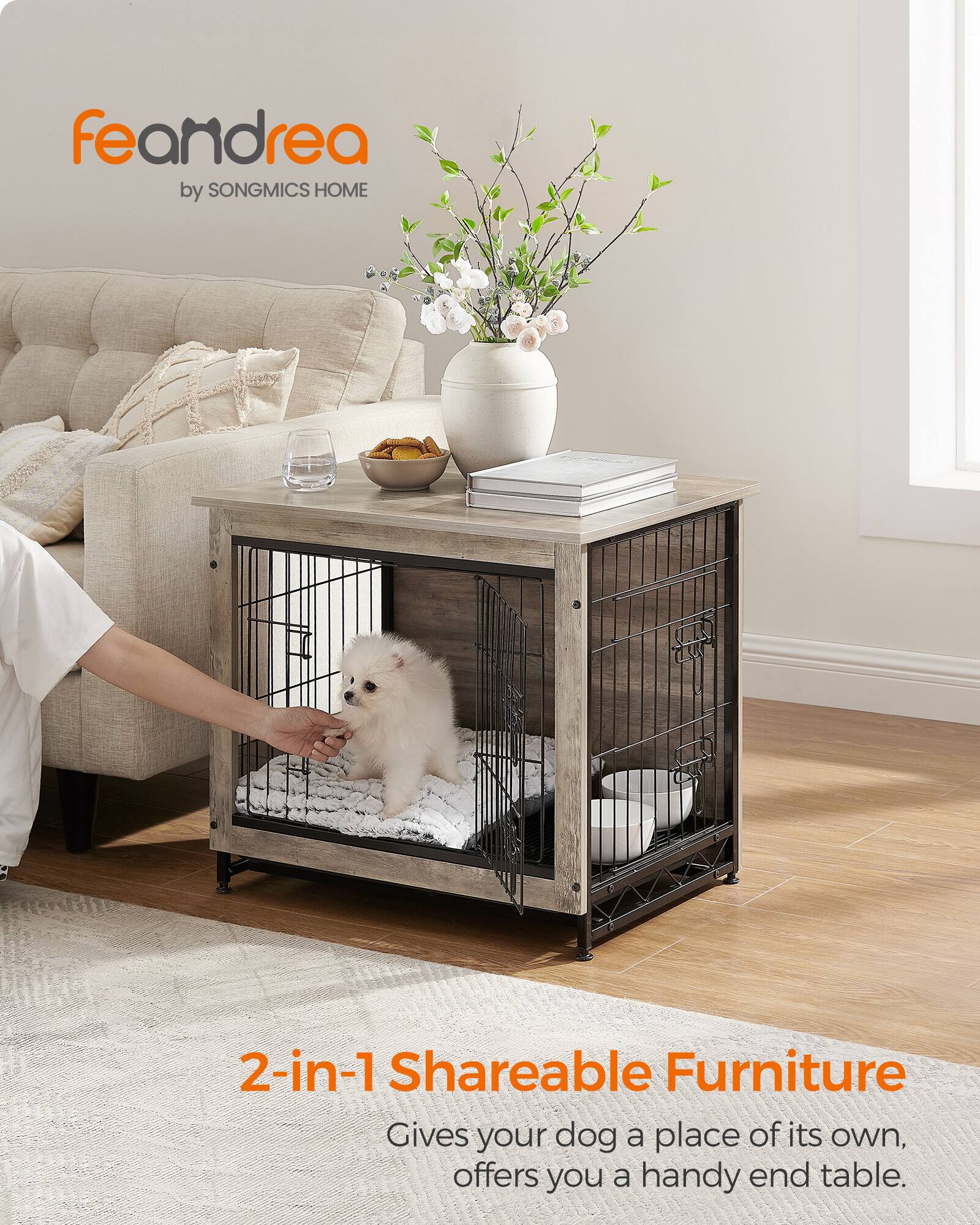 feandrea by SONGMICS HOME

2-in-1 Shareable Furniture
Gives your dog a place of its own, offers you a handy end table.