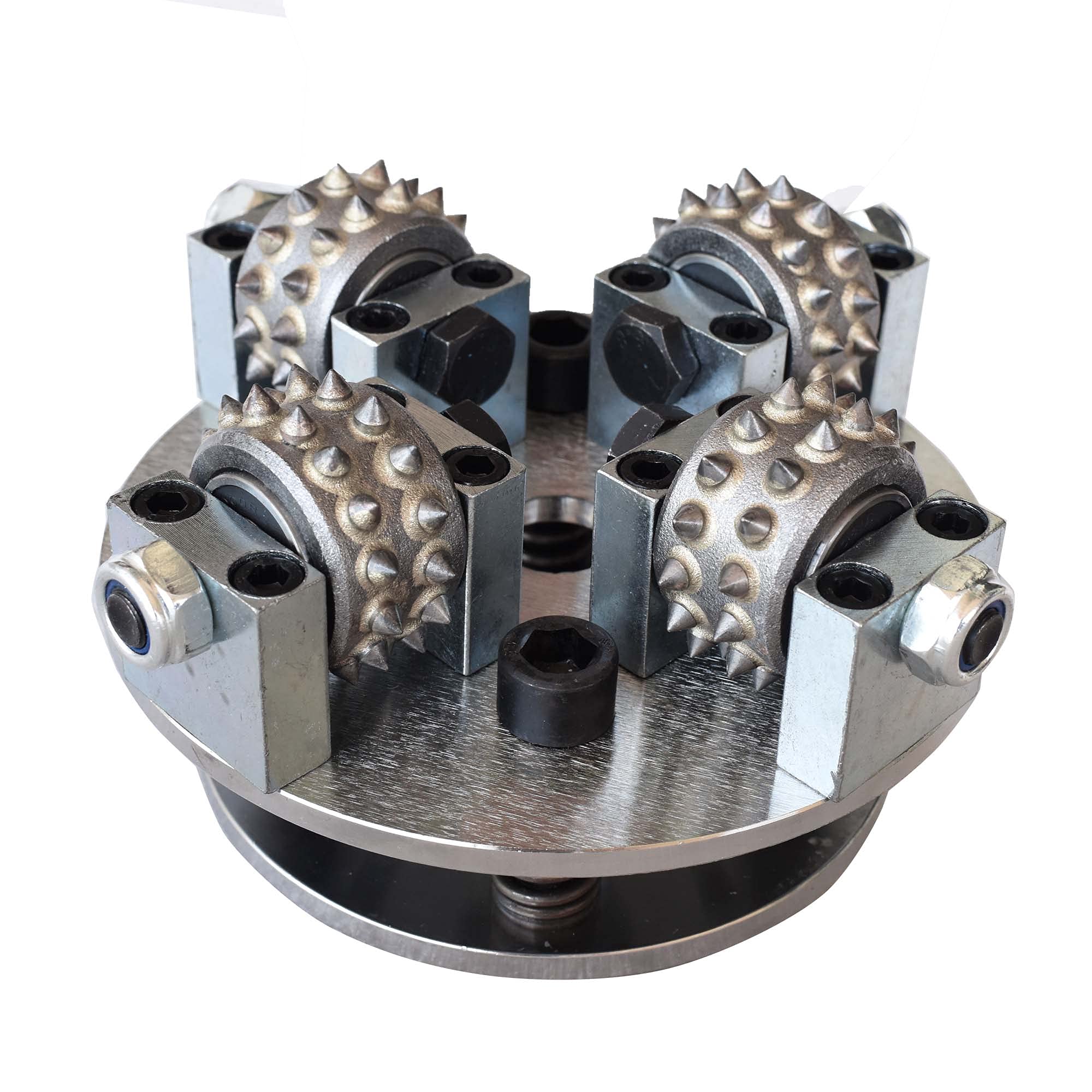 Left. JETRANSPORT - 6 Inch Coating Removing Anti Slip Concrete Stone Texturing Bush Hammer Tool For Angle Patch Repair Prepare Bus - 5 Inch Plate.