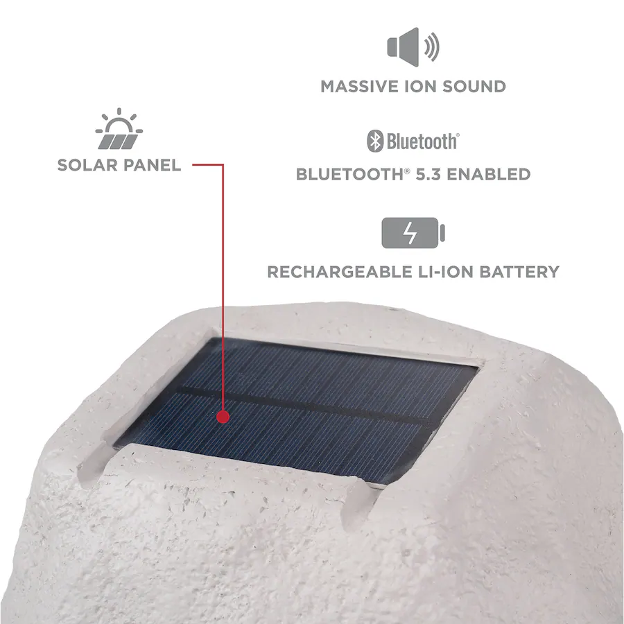 Dlik ION Audio ION GLOW STONE LINK BT SOLAR ROCK SPEAKER Gray - Best Buy
