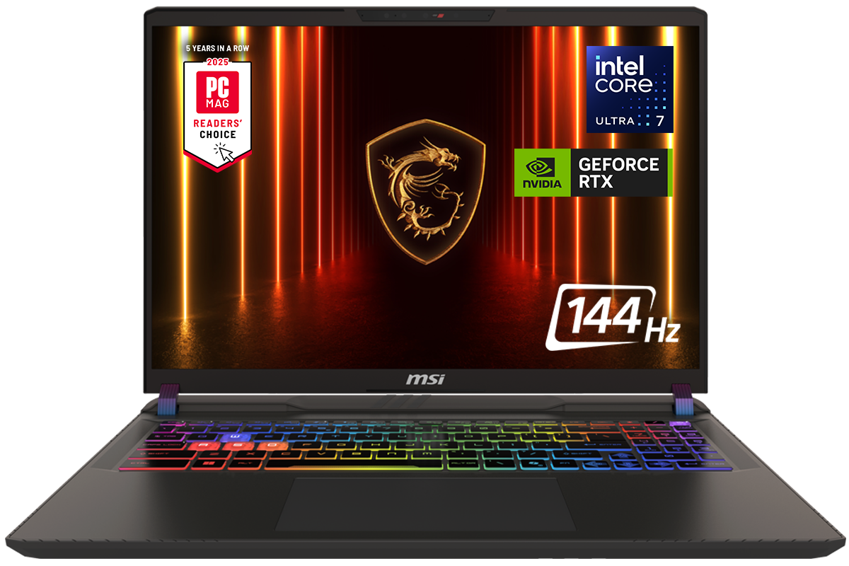 MSI - Vector 16 HX AI 16" 144Hz FHD+ Gaming Laptop - Intel Ultra 7-255HX - GeForce RTX 5070Ti - 16GB Memory - 1TBSSD - Cosmo Gray - Front_Zoom