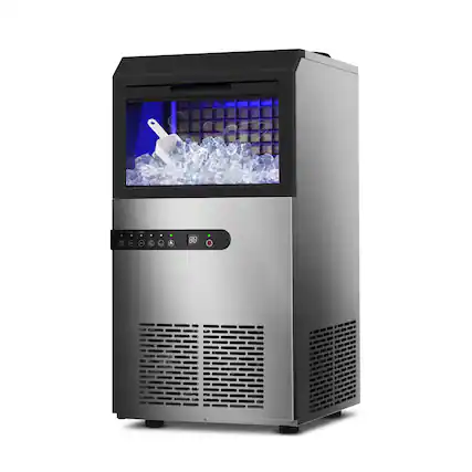 Front. Vaczon - Commercial Ice Maker 120 lbs Day Freestanding Ice Machine with 28 lbs Storage Stainless Steel for Bar Restaurant Office - Stainless Steel.