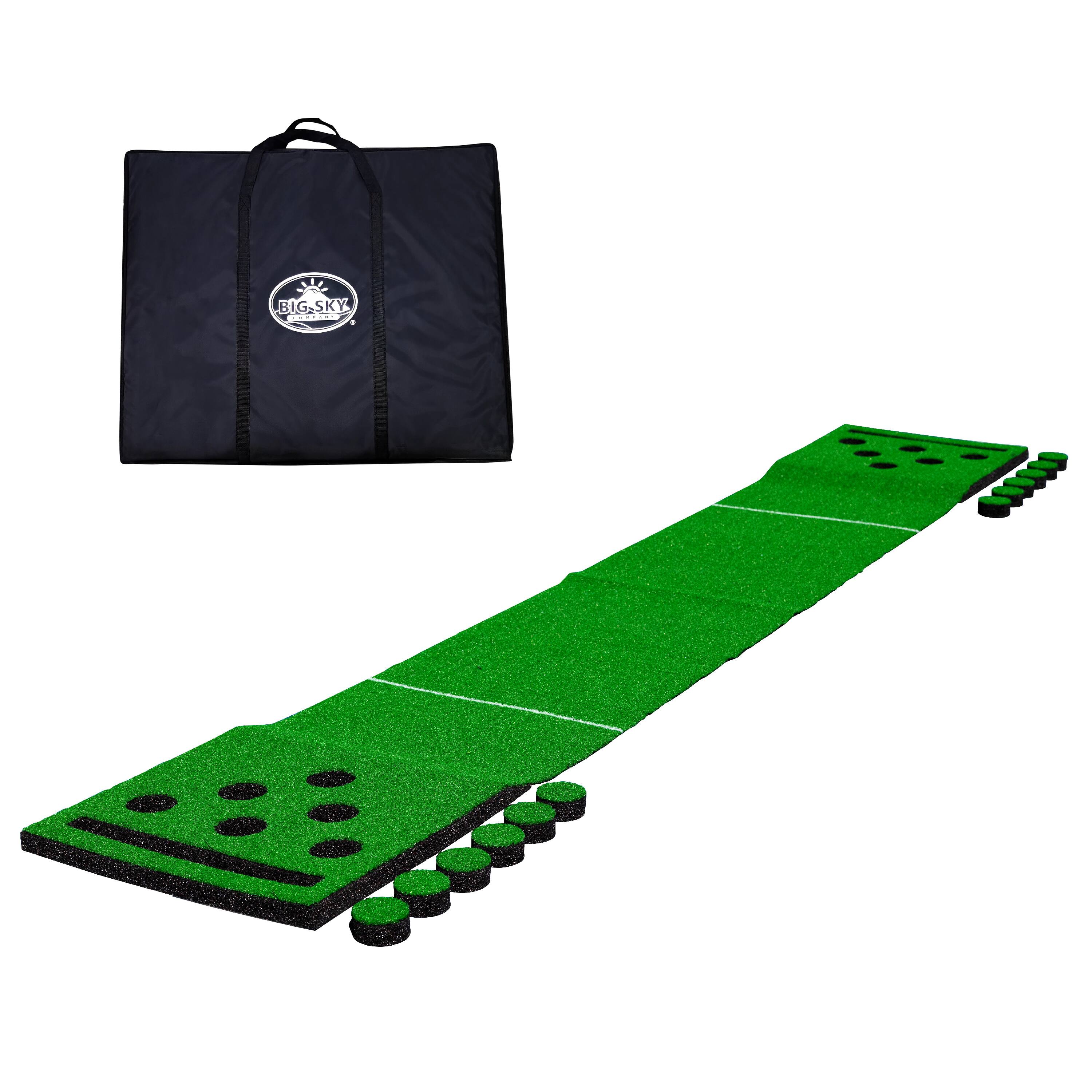 Big Sky Company - Big Sky 12 Ft Pong Golf Putting Mat with 12 Cup Covers - Green