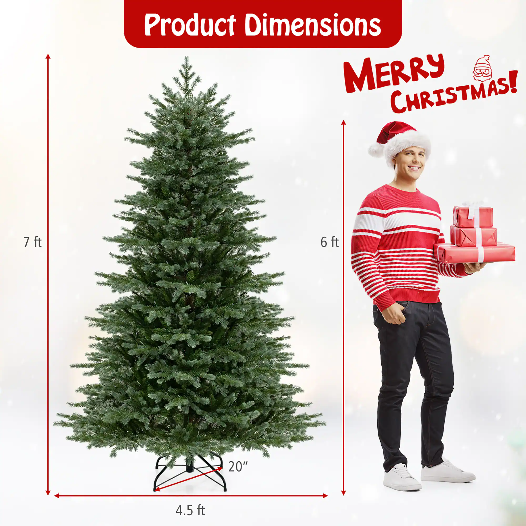 Product Dimensions  
MERRY CHRISTMAS!  

7 ft  
6 ft  
4.5 ft  
20"