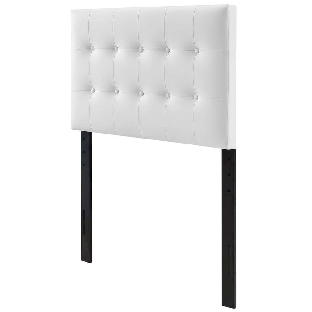 Front. FurniFact - Upholstered Vinyl Twin Headboard with Durable Finish and Sleek Design - White.