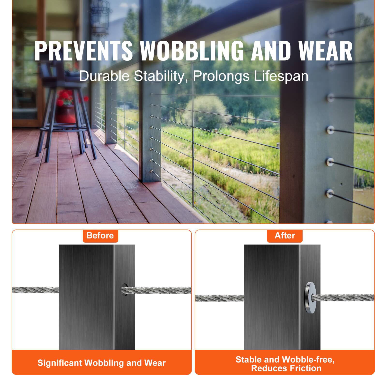 PREVENTS WOBBLING AND WEAR  
Durable Stability, Prolongs Lifespan  

Before  
Significant Wobbling and Wear  

After  
Stable and Wobble-free, Reduces Friction