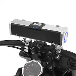 GoHawk - Bluetooth Motorcycle Speakers 2-Speaker Waterproof Stereo System Built-in Amp, Aluminum Soundbar, FM/USB Music - Silver