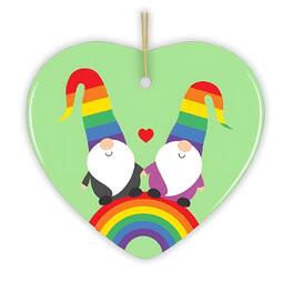 OrnamentallyYou - Pride Gnomes on a Rainbow Christmas Ornament - Multi-colored