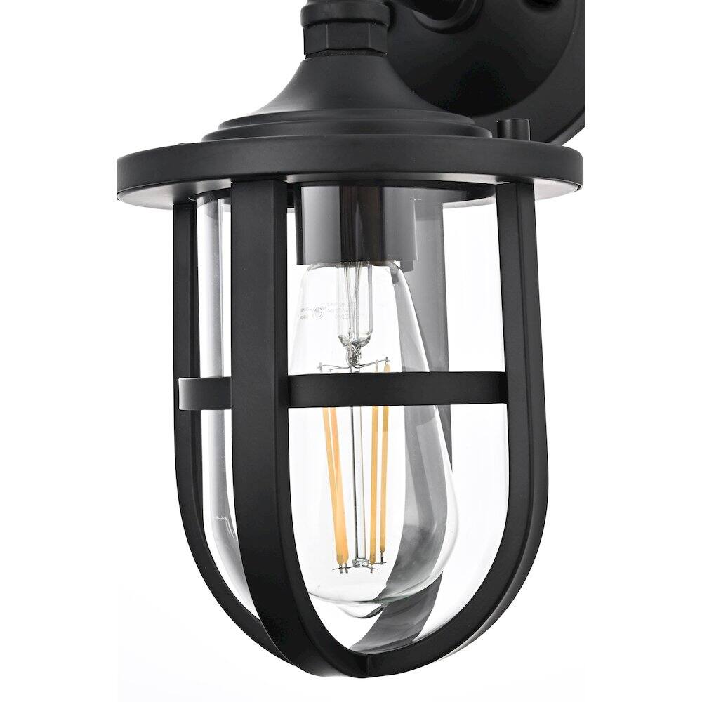 Alt View 1. Elegant Lighting - Hugo 6 Inch Outdoor Wall Sconce In Black - Black.