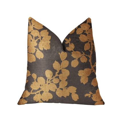 Front. Plutus Brands - Whispering Willow and Luxury Throw Pillow - Double sided 26" x 26" - Gold, Gray.