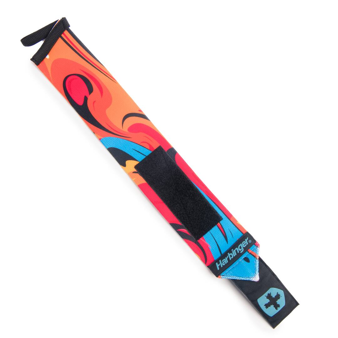 Alt View 2. Harbinger - Harbinger 18" Red Line Wrist Wraps - Swirl Orange/Blue - Swirl Orange/Blue.