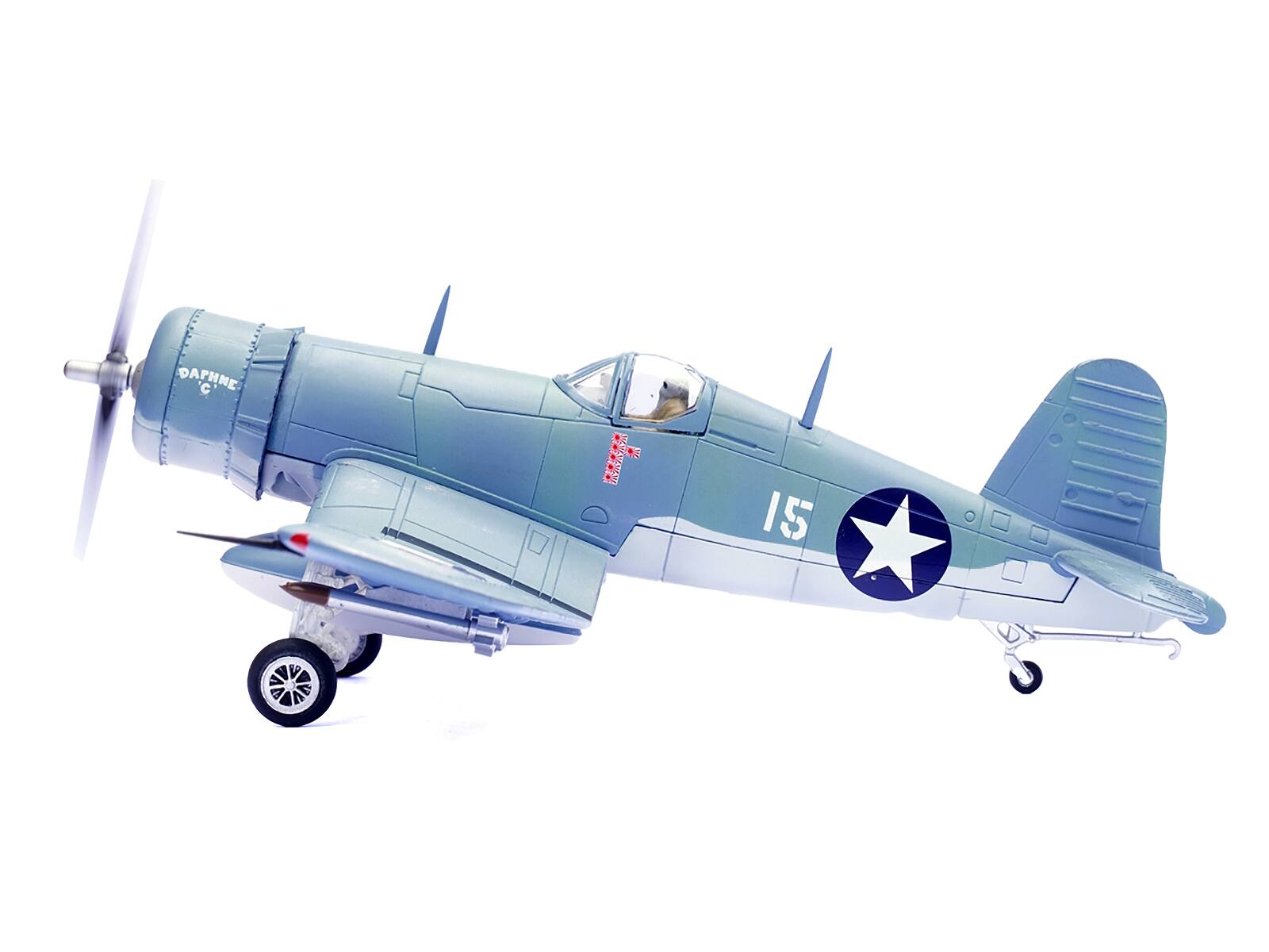 Left. Legion - Vought F4U-1 Corsair Fighter Daphne 'C' 2nd Lt. James N. Cupp VMF-213 Hell Hawks Guadalcanal 1943 US Marines 1/72 - Blue.
