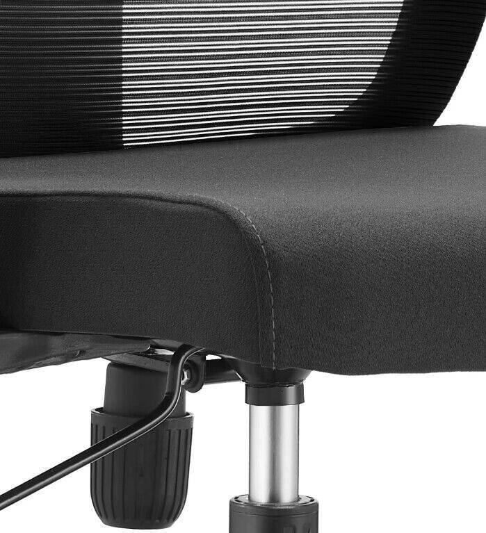 Alt View 5. LeisureMod - Glen Office Chair Upholstered Cotton Mid-Back Mesh Computer Chair with Adjustable Height, Swivel and Tilt - Black.