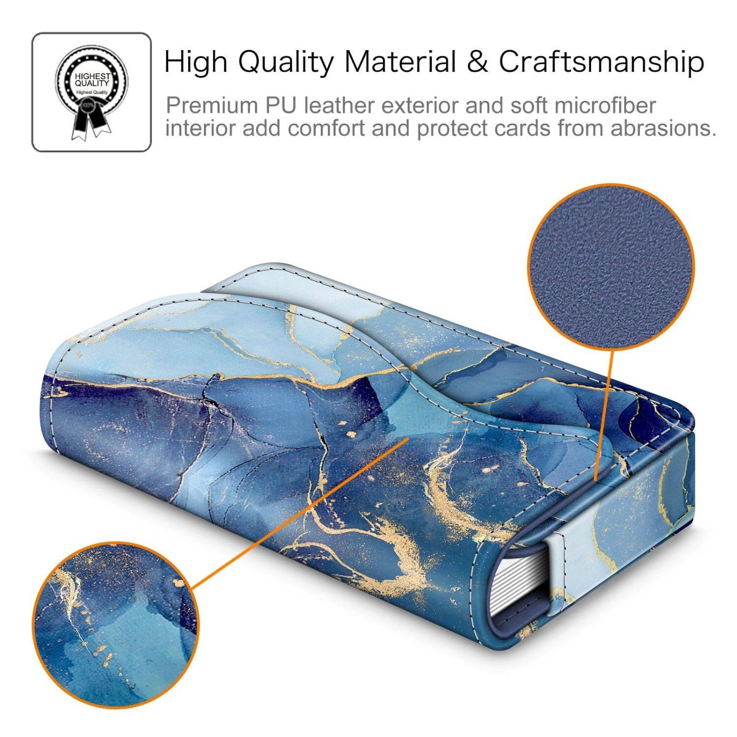 High Quality Material & Craftsmanship

Premium PU leather exterior and soft microfiber interior add comfort and protect cards from abrasions.