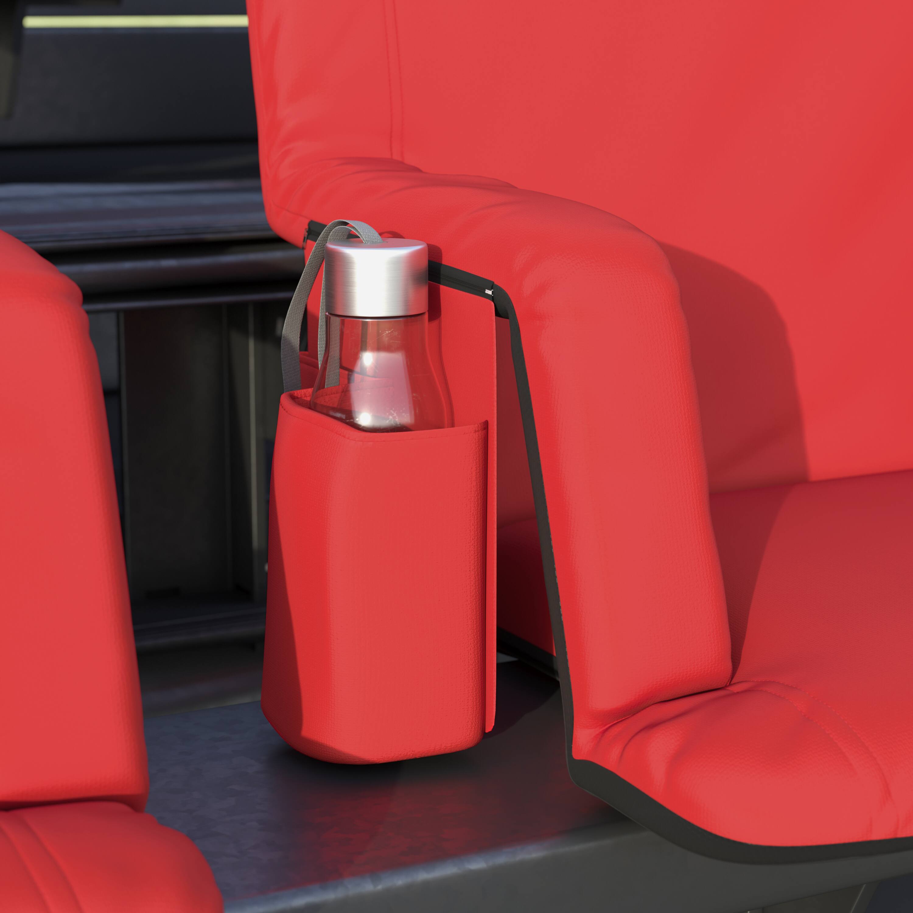 Alt View 5. Emma + Oliver - 2 Pack Folding Metal Stadium Chairs with Padded, Reclining Back & Armrests - Red.