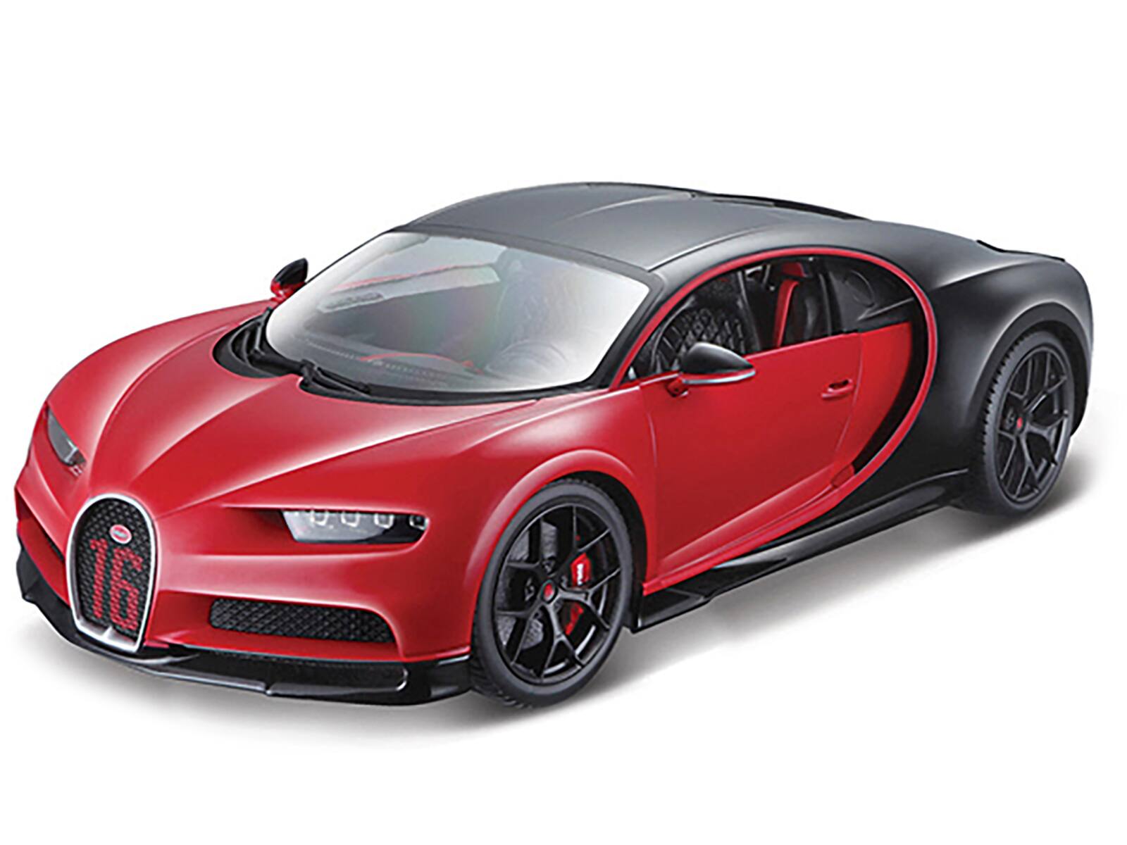 Alt View 1. Bburago - Bugatti Chiron Sport "16" Red and Black 1/18 Diecast Model Car by Bburago.