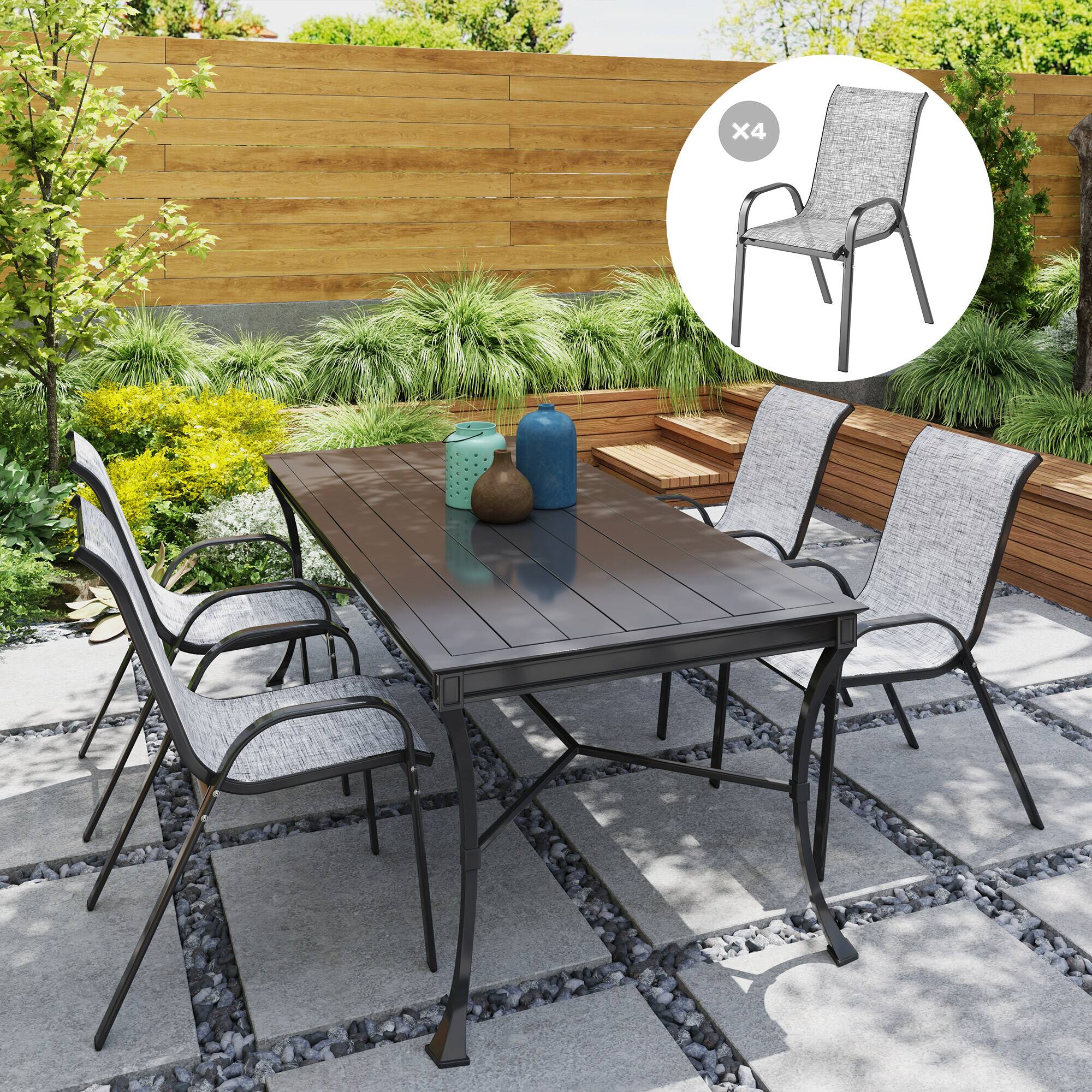 Alt View 1. Outsunny - of 4 Outdoor Dining Chairs, Stackable Patio Chairs with High Back, Breathable Mesh Seat for Garden Lawn - Mixed Gray.