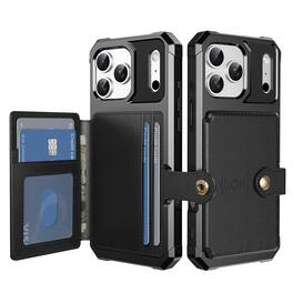 Dteck - For Apple iPhone 17 Pro Max Wallet Case Flip Card Slots Magnetic Clasp Shockproof Anti-Scratch Cover - Black