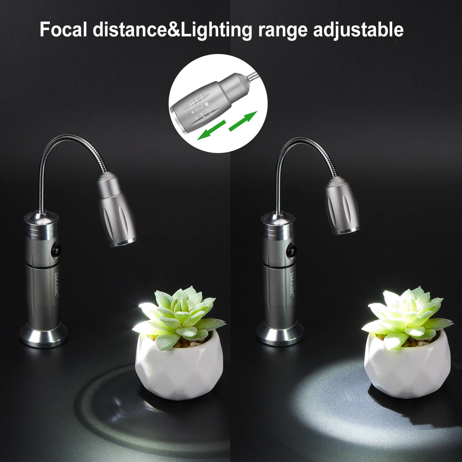IMAGE TMAGE
Focal distance&Lighting range adjustable