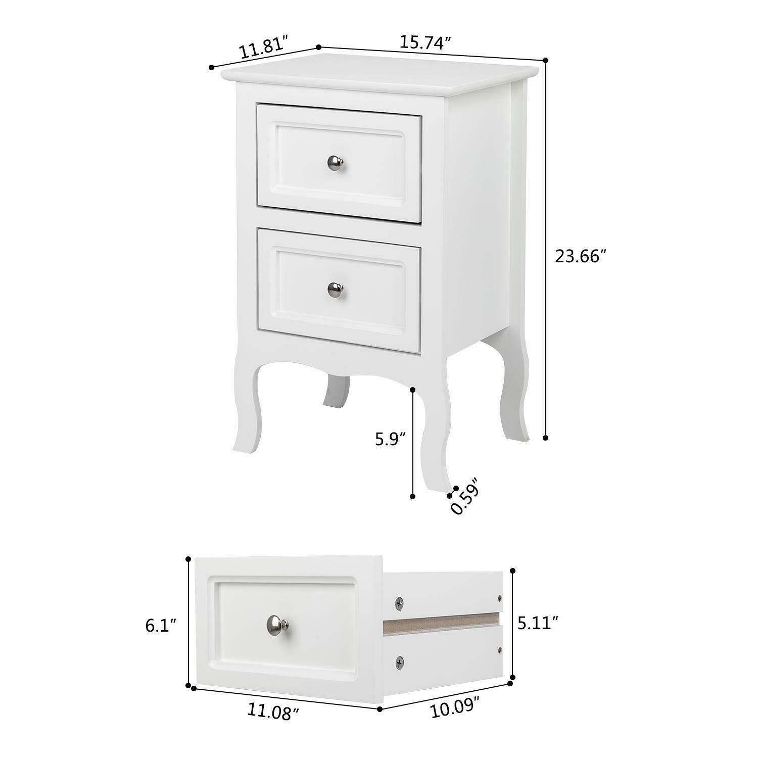 Alt View 2. Winado - 2 Layer End Side Bedside Table Nightstand Organizer with Drawer Storage - White.