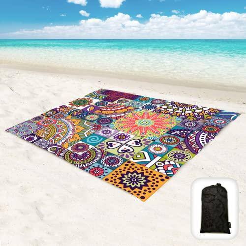 Front. Reds Spade - Beach Blanket Waterproof Sandproof Oversized Sand Free Mat With Corner Pockets Portable Mesh Bag For Festiv... - Moroccan Myst.