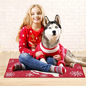 Alt View 5. Acekool - Christmas Deer Welcome Doormat Indoor/Outdoor Holiday Mat for Entryway Kitchen Bathroom - Red.