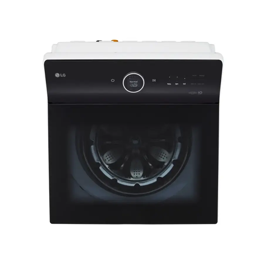 LG washing machine with a spin cycle button.