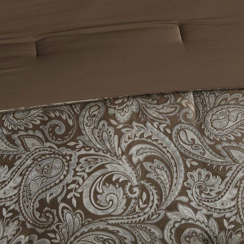 Alt View 1. Hivvago - California King 12-piece Reversible Cotton Comforter Set in Brown and Blue - Brown and Blue.