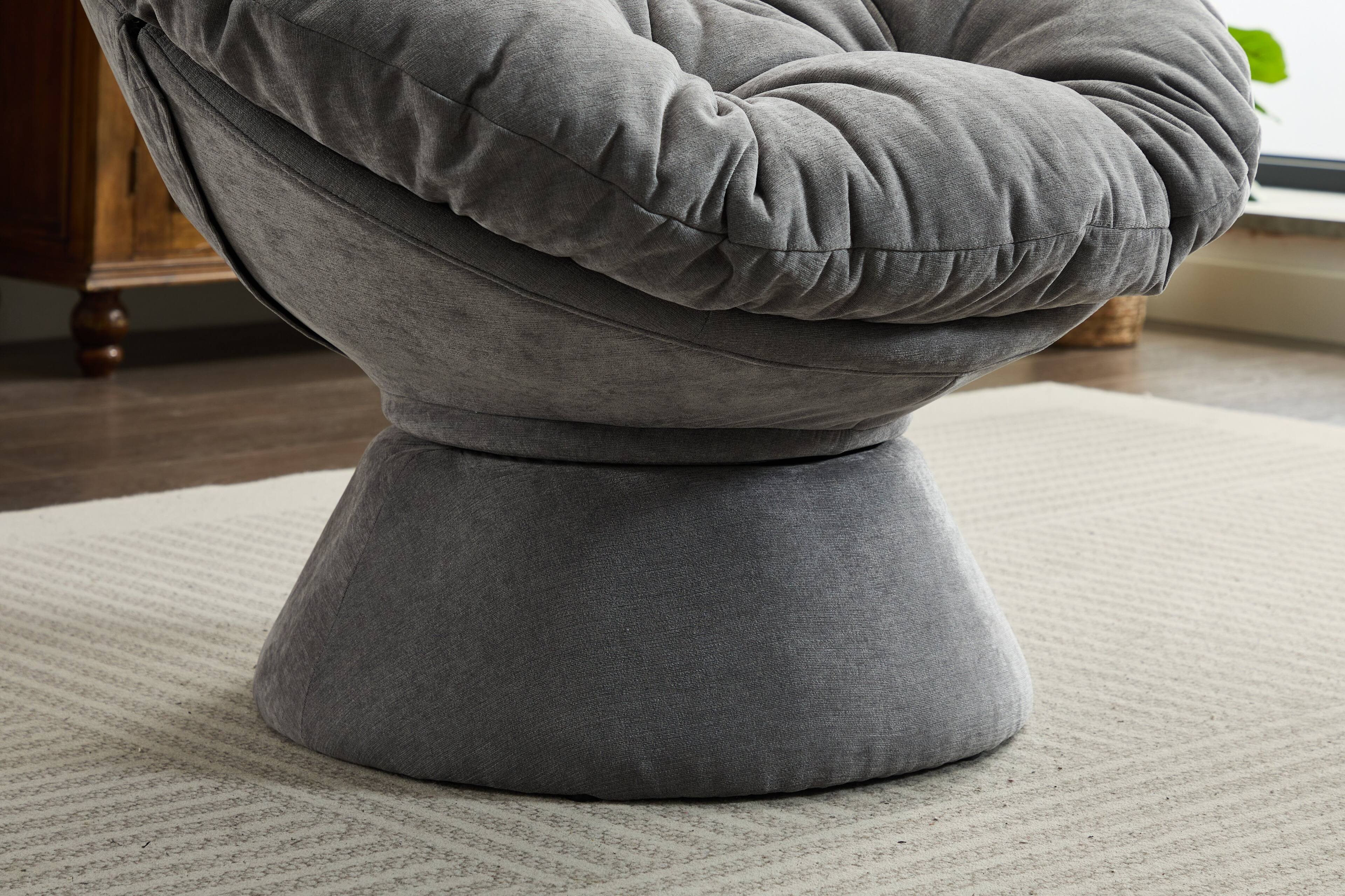Alt View 4. GOODSILO - Swivel Accent Chair - 360° Barrel Papasan Chair for Living Room Bedroom - Dark Grey.