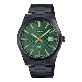 Casio - Men’s Stainless Steel Watch with Green Dial - MTP-VD03B-3AUDF - Black