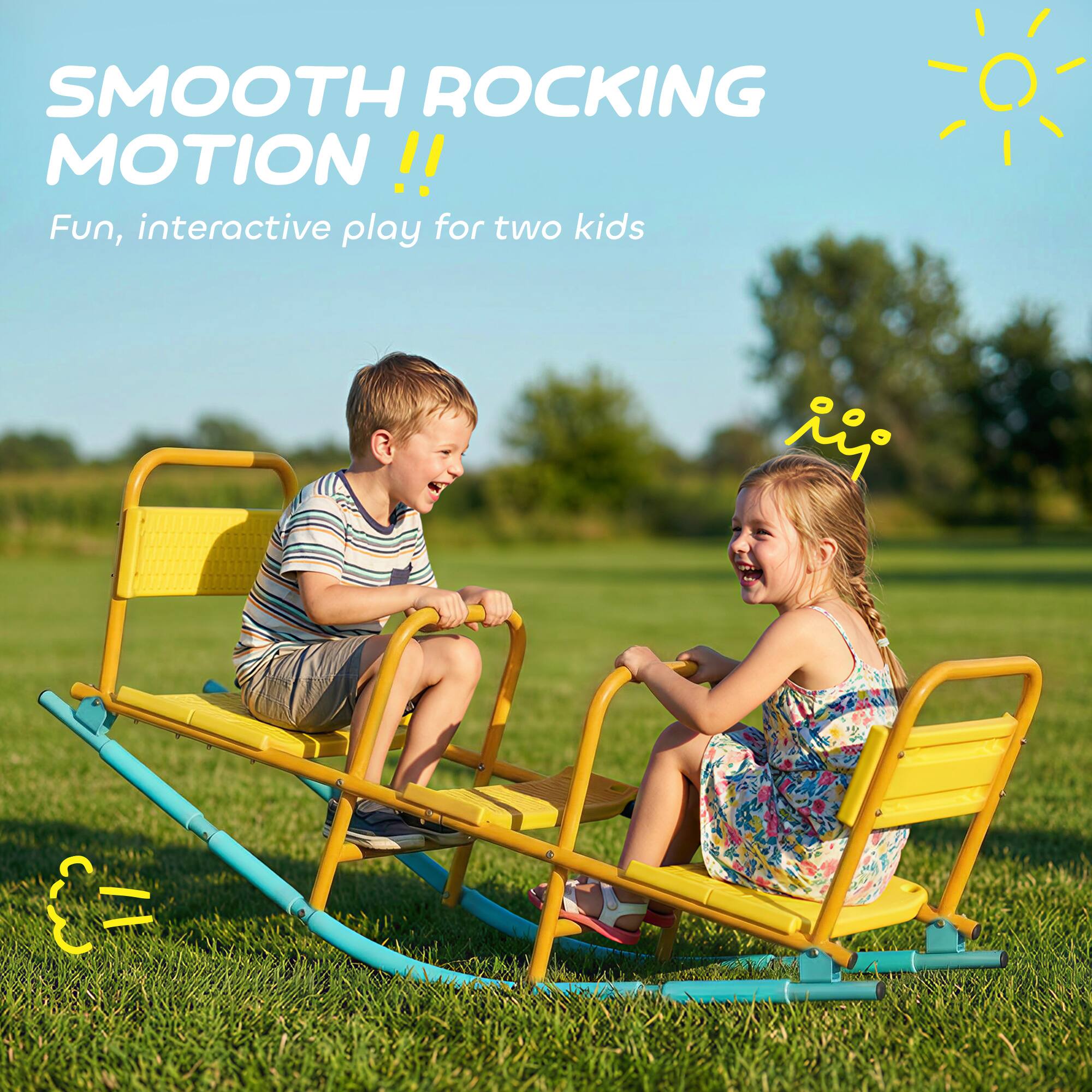 SMOOTH ROCKING MOTION!!
Fun, interactive play for two kids
