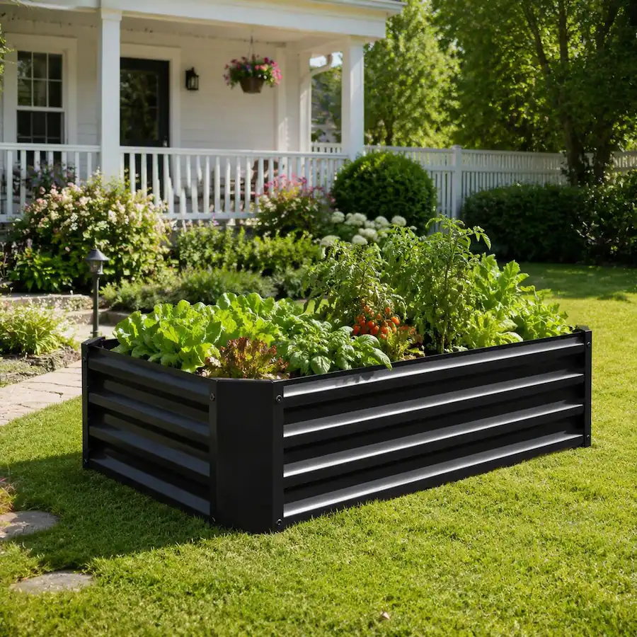 Square Metal Box Making RYHNUYNE Rectangular Metal Raised Garden Bed 4x2x1ft Elevated Planter ...