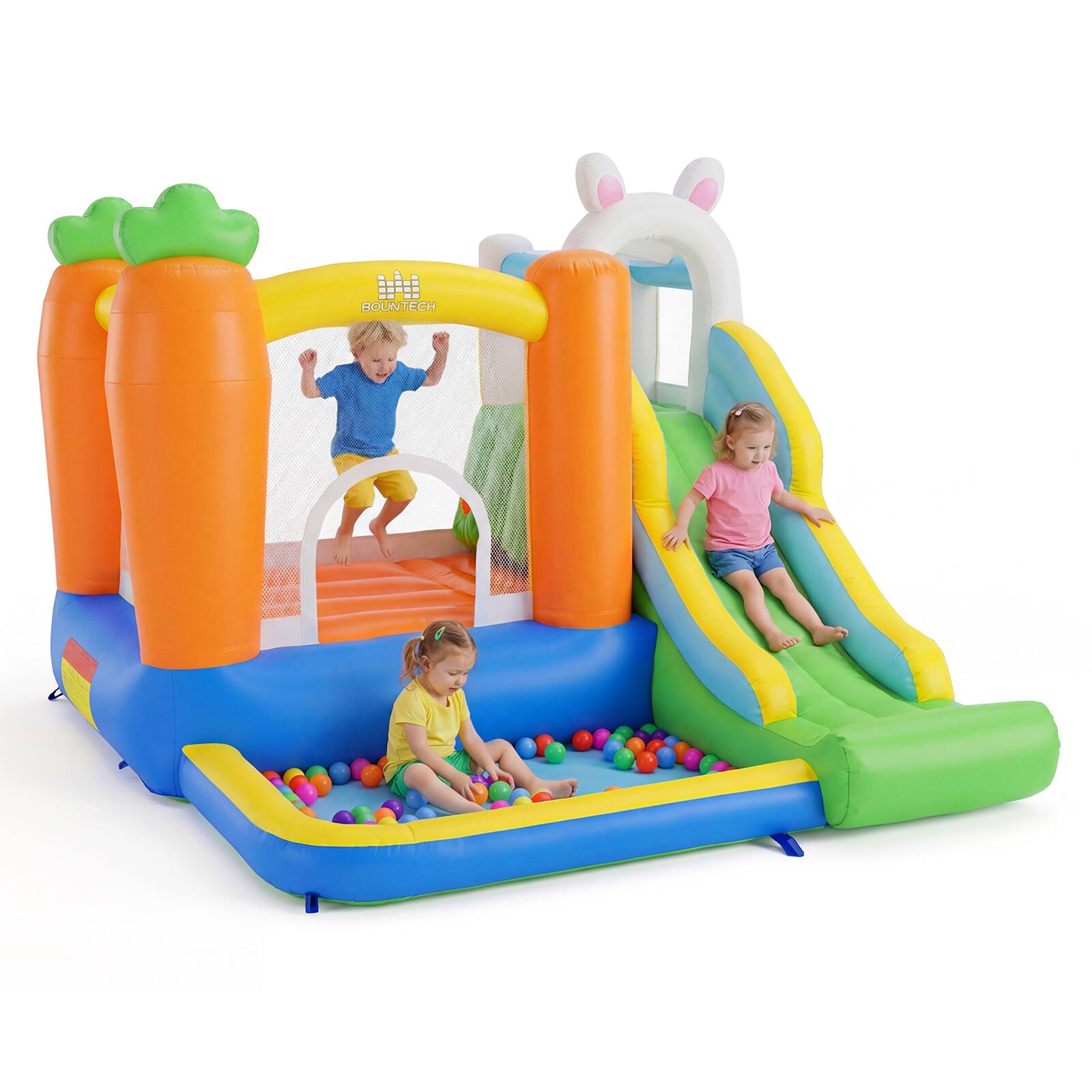 Alt View 8. Gymax - Gymax Rabbit Inflatable Playground w/Climbing Wall Slide & Ball Pit for Kids 3-12 - Multicolor.