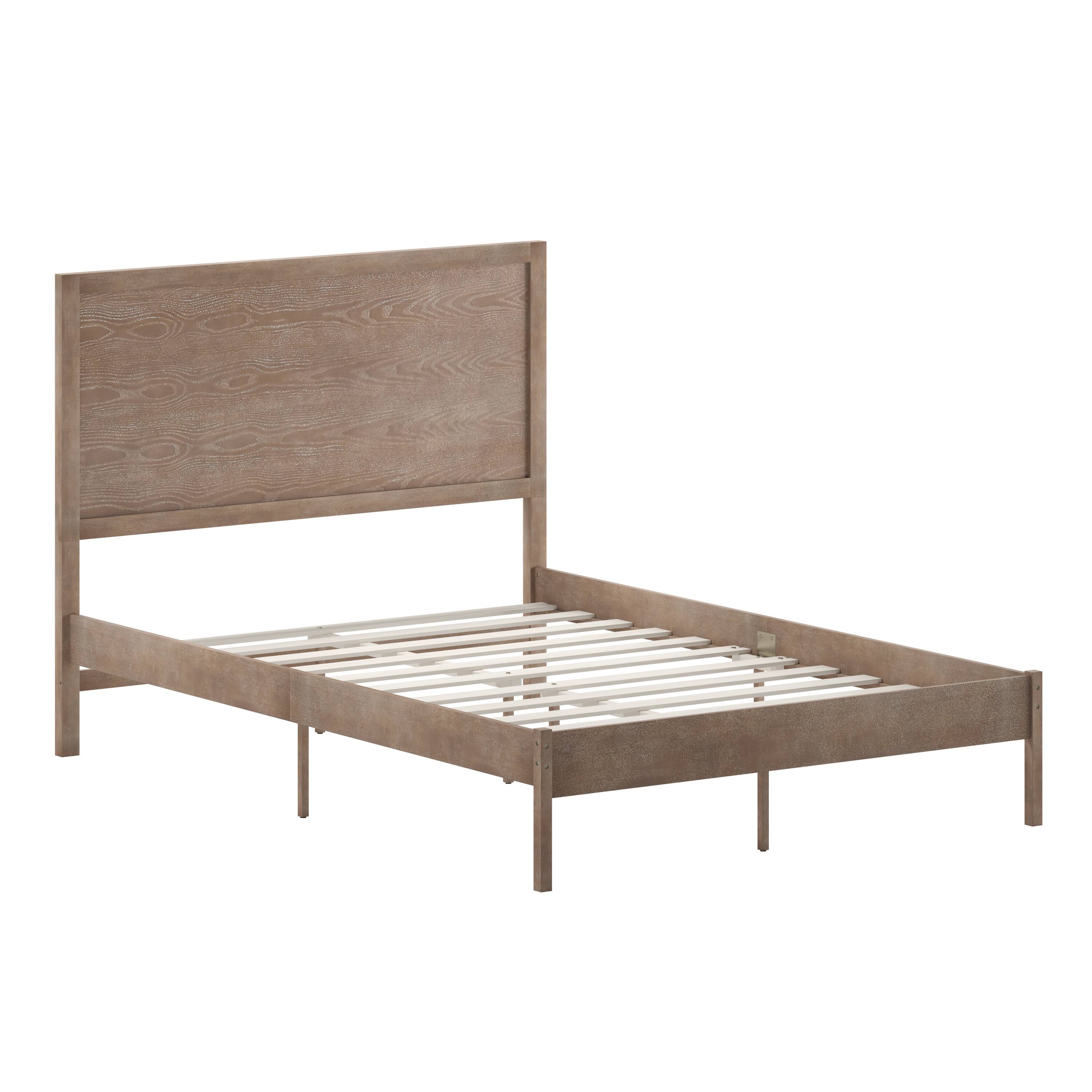 Alt View 1. Emma + Oliver - Ashton Classic Wooden Platform Bed with Headboard - Light Brown.