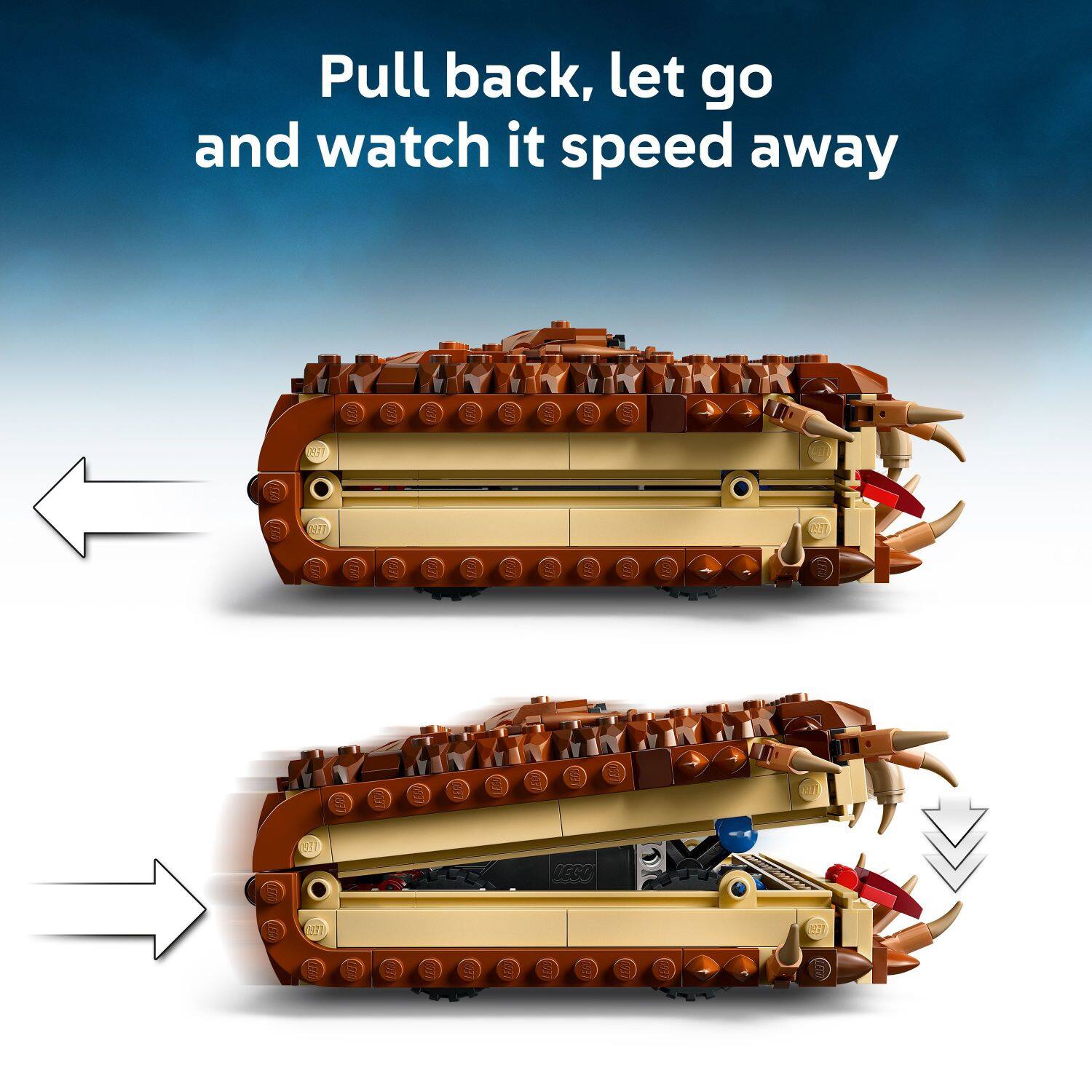 Pull back, let go, and watch it speed away.