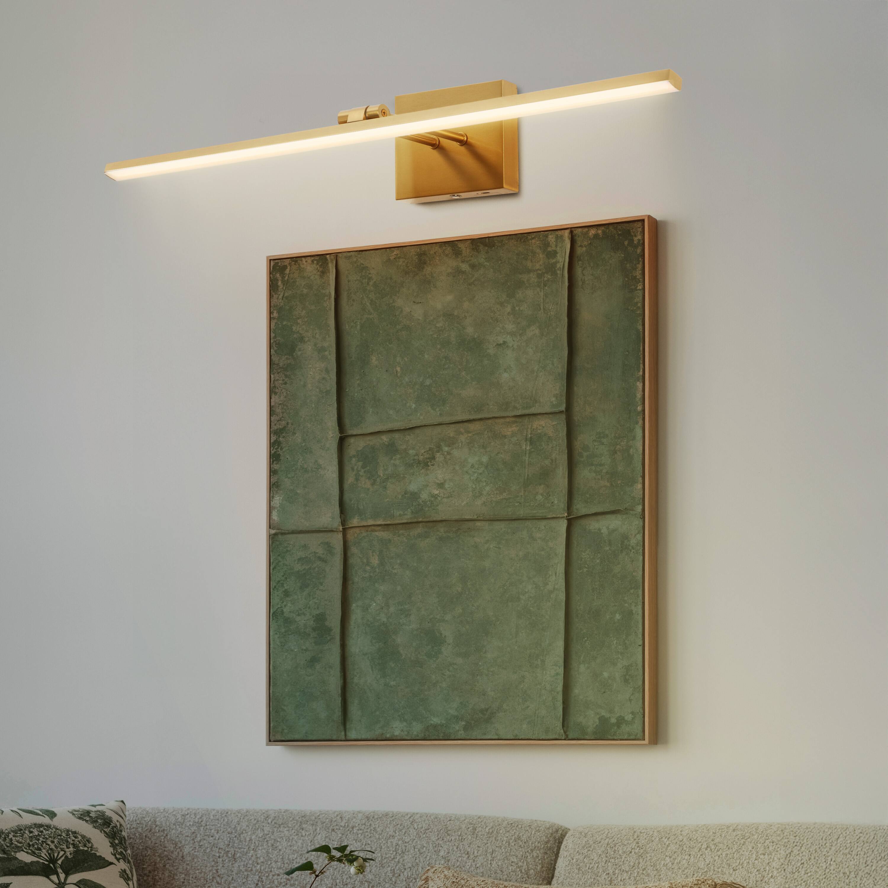 Alt View 7. Jonathan Y - Santino 28" Modern Minimalist Swivel Integrated Dimmable LED Rechargeable Picture Light with Touch Sensor, Brass Gold - Brass Gold.