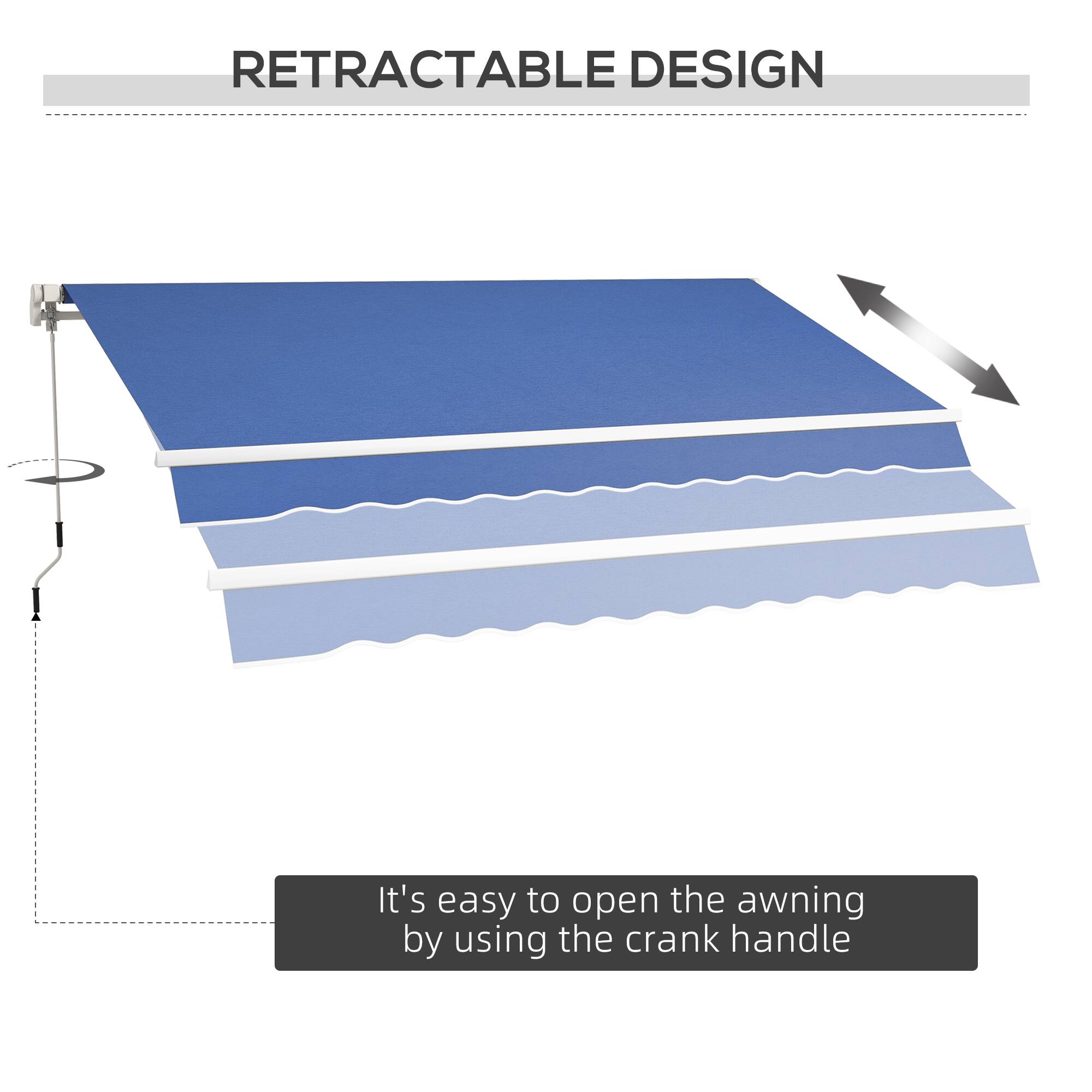 RETRACTABLE DESIGN
It's easy to open the awning by using the crank handle.