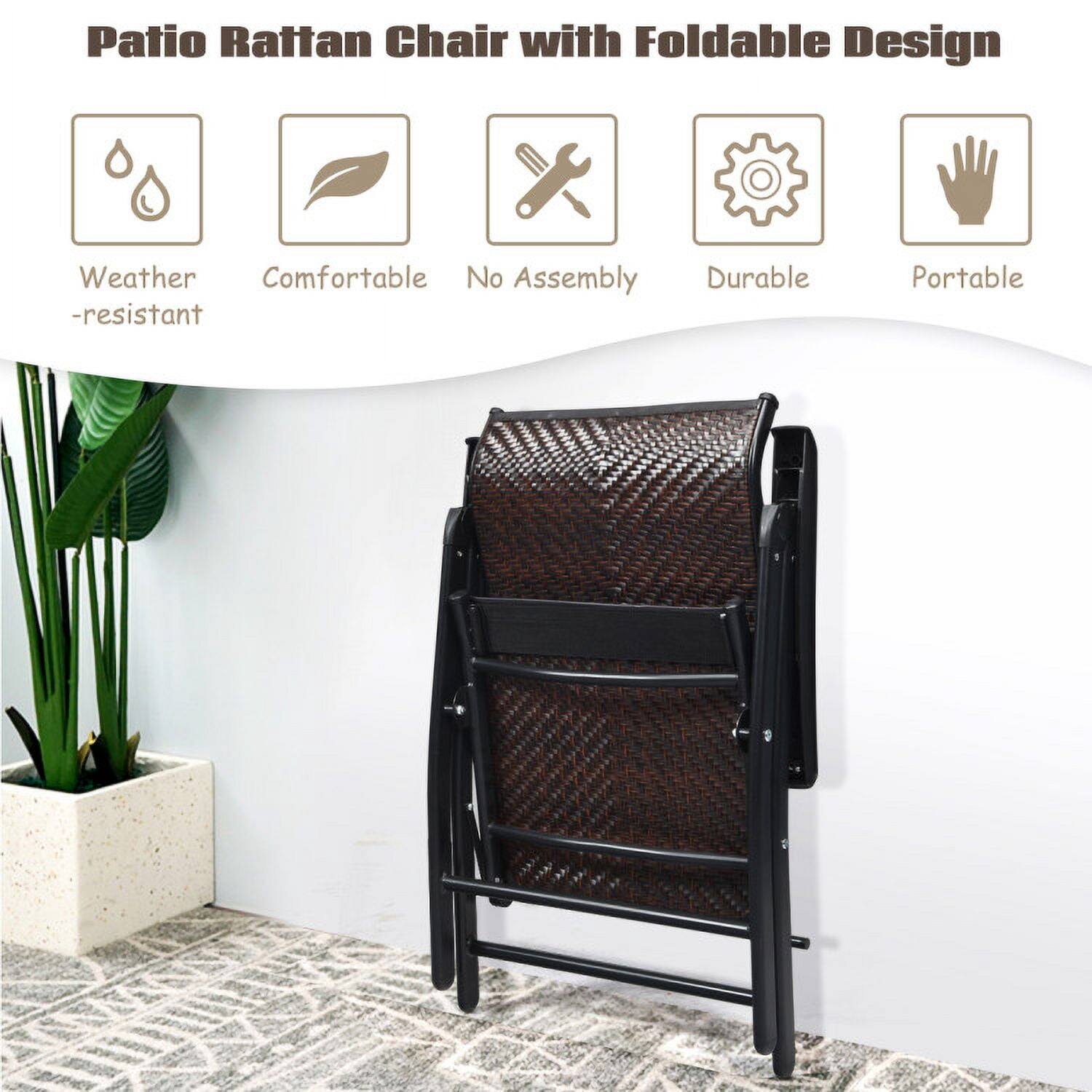 Patio Rattan Chair with Foldable Design

- Weather-resistant
- Comfortable
- No Assembly
- Durable
- Portable