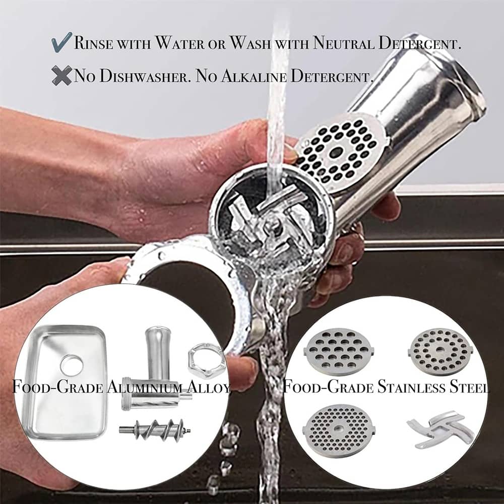 MOSZAR LLC - Electric Meat Grinder – 800W with Stainless Steel Blades & 3 Grinding Plates - Silver