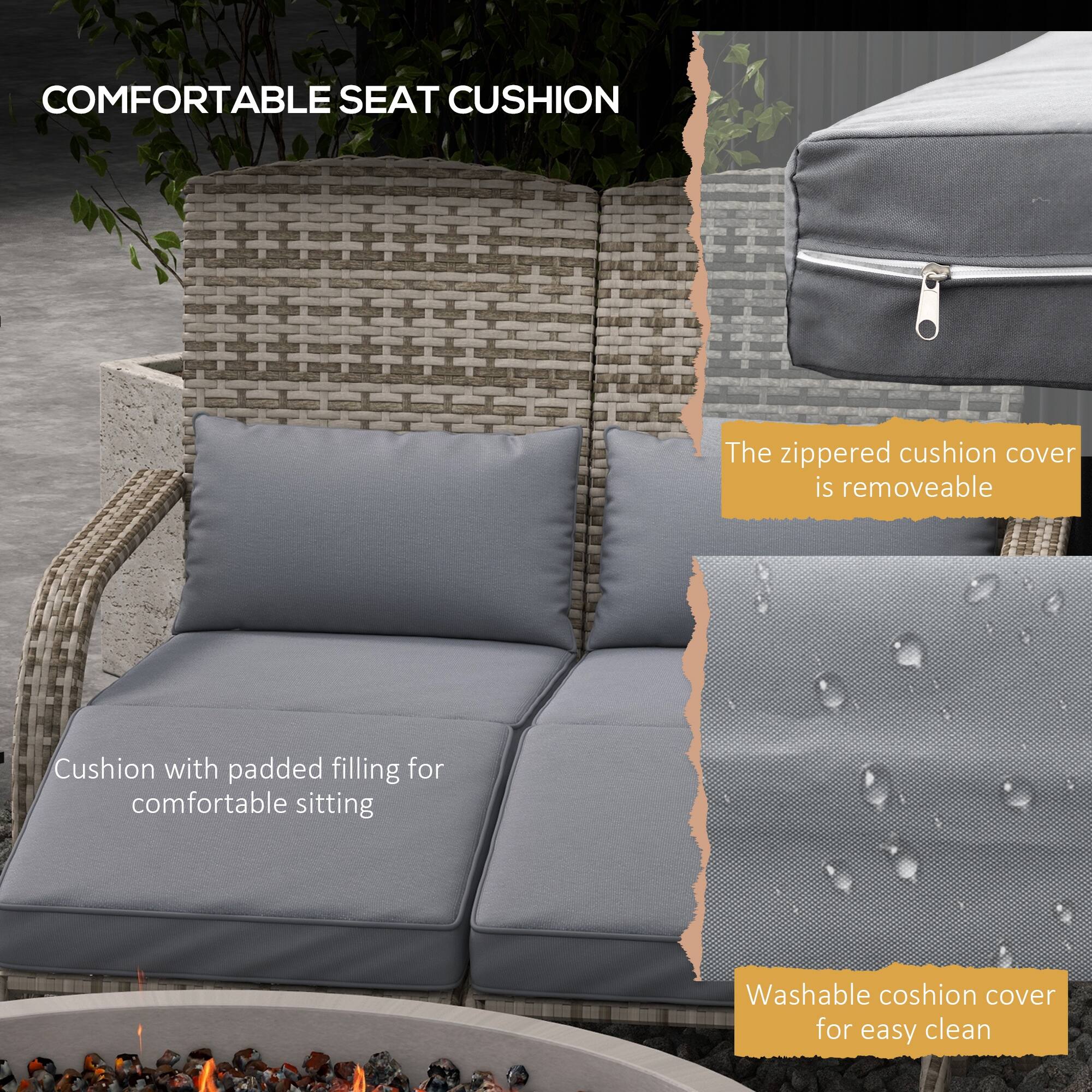 COMFORTABLE SEAT CUSHION

- The zippered cushion cover is removable
- Cushion with padded filling for comfortable sitting
- Washable cushion cover for easy clean