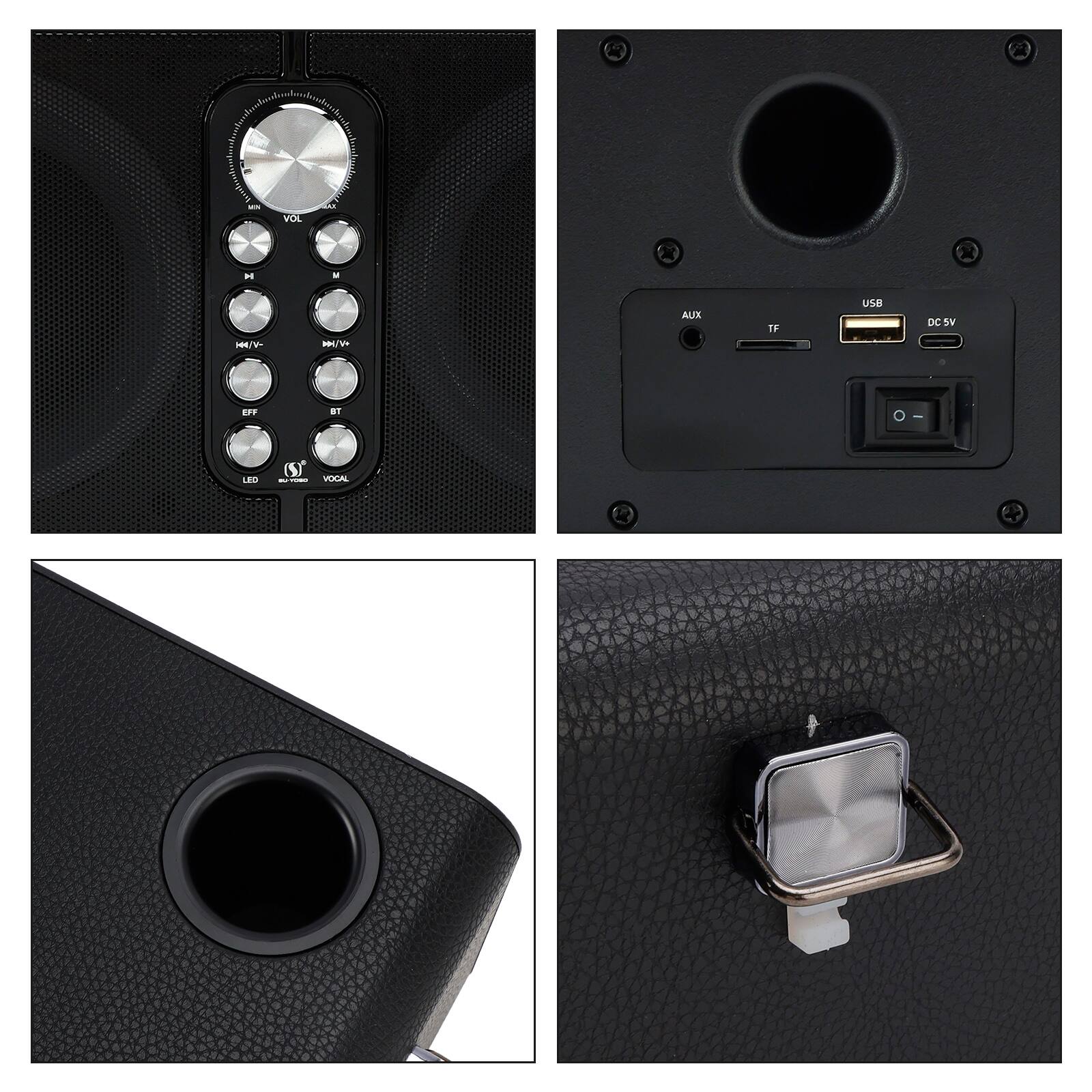 WX  
VOL  
AX  
H  
M  
HM/V-  
www.V+  
AUX  
TF  
USB  
DC 5V  
EFF  
BT  
-  
LED  
CIT BU-TERO VOCAL