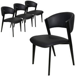 LeisureMod - Aspen 4-PCS Modern Leather Dining Room Chair with Padded Cushion Backrest & Assembled Iron Frame - Black