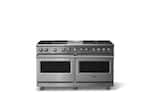 Front. Viking - 60"W. P5S 9.4 Cu.Ft. Freestanding Self-Clean LP Sealed 8B Dual Fuel Convection Rng/Grdl/Grl-Stainless Steel - Stainless Steel.