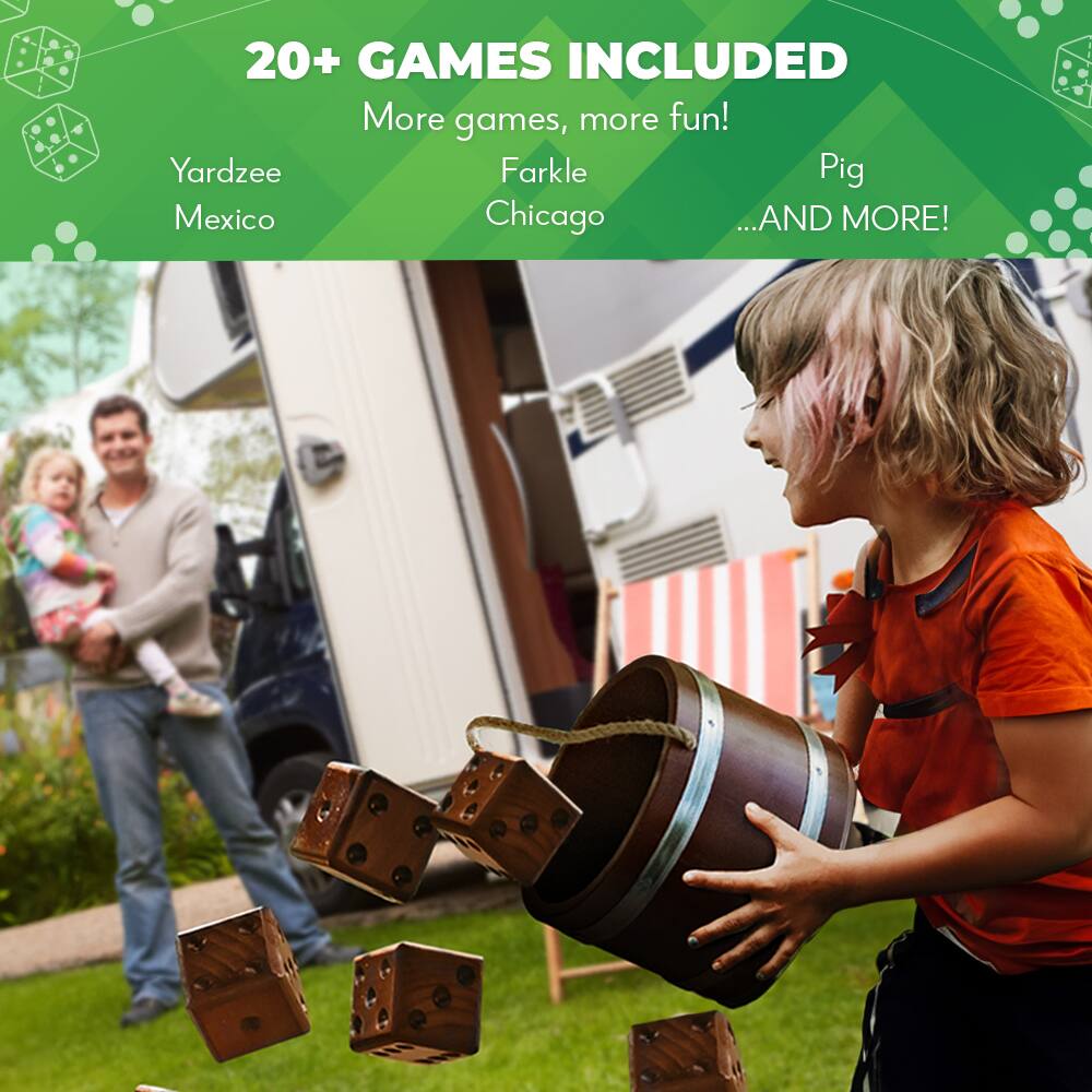 20+ GAMES INCLUDED  
More games, more fun!  
Yardzee  
Mexico  
Farkle  
Chicago  
Pig  
...AND MORE!