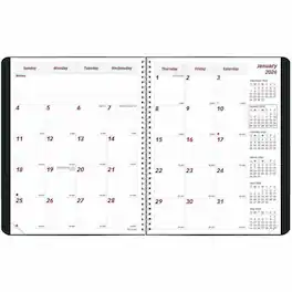 Brownline - Monthly 14 Month December 2025 to January 2027 7 1/8 x 8 7/8 Twin Wire Black Heavy Duty Planner