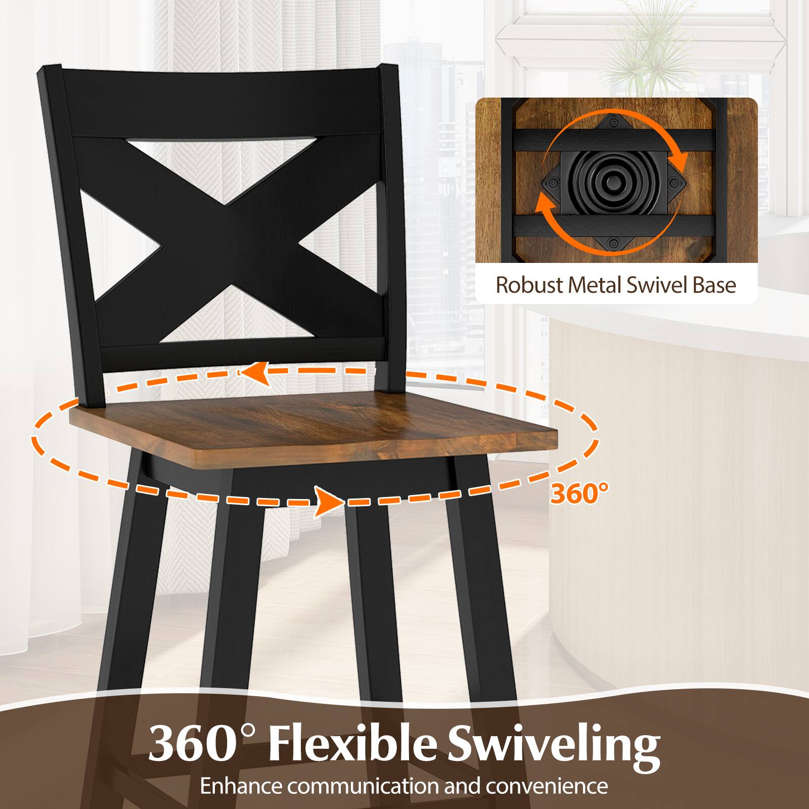 Robust Metal Swivel Base  
360° Flexible Swiveling  
Enhance communication and convenience
