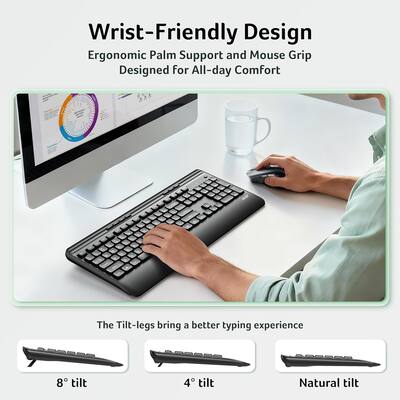 Bundle Tastiera E Mouse Wireless ACT AC5700 - Layout US, Multimedia, 1600 DPI, Risparmio Energetico
