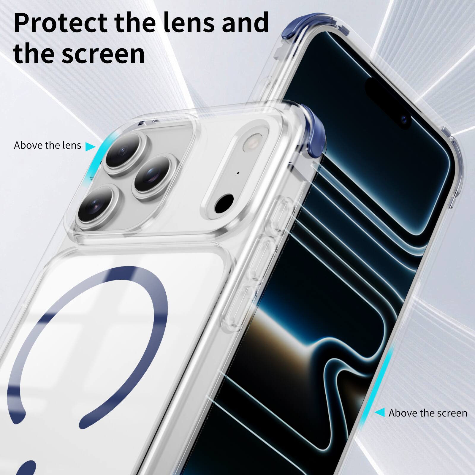 Protect the lens and the screen

Above the lens

Above the screen